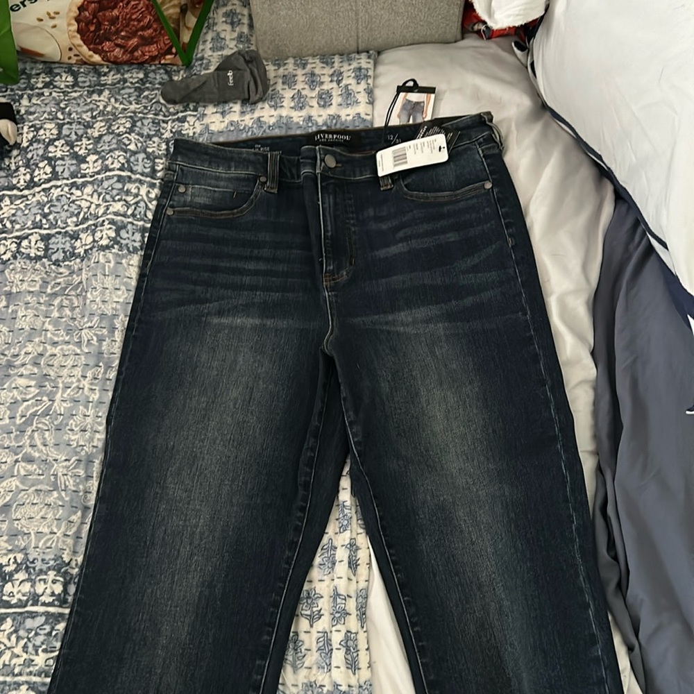 Liverpool dark wash skin non-skinny jeans